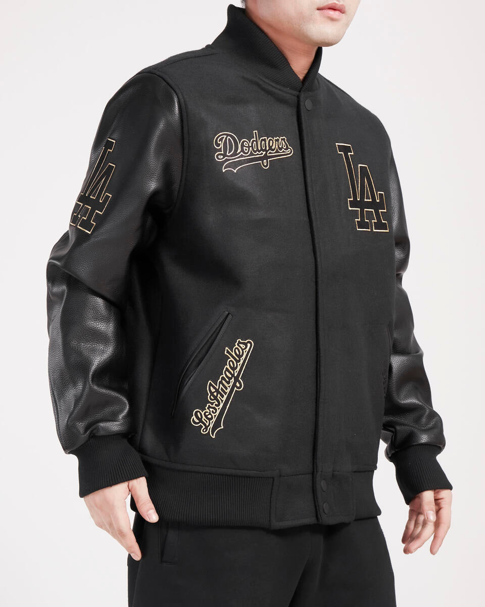 Pro Standard Los Angeles Dodgers Black Gold Wool Varsity Jacket