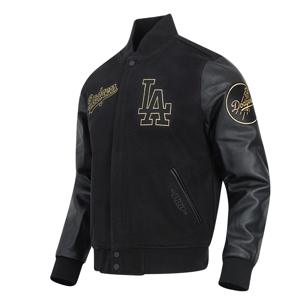Pro Standard Los Angeles Dodgers Black Gold Wool Varsity Jacket
