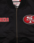 Mitchell & Ness San Francisco 49ers Satin Black Bomber Jacket