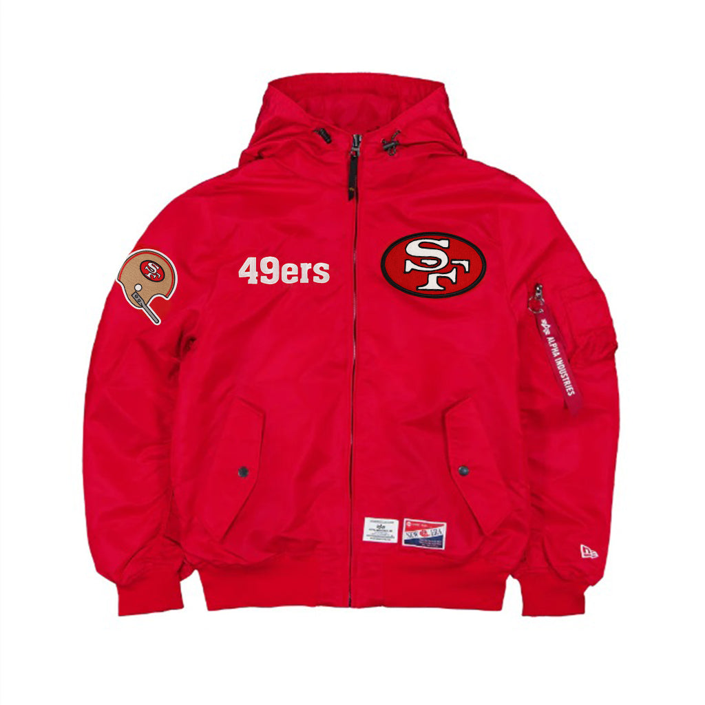 New Era X Alpha Industries San Francisco 49ers L-2B Hooded Bomber