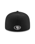 San Francisco 49ers Black On Black White Outline SF 59Fifty Fitted