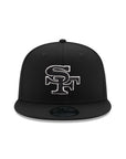 San Francisco 49ers Black on Black White Outline SF 9Fifty Snapback