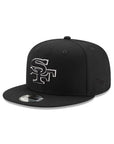 San Francisco 49ers Black on Black White Outline SF 9Fifty Snapback