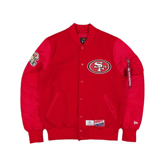 New Era X Alpha Industries San Francisco 49ers MA-1 Wool Varsity Jacket Red