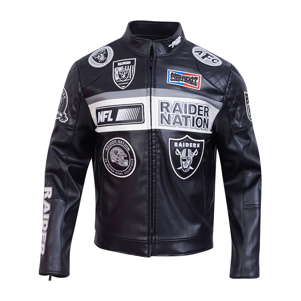 Pro Standard Las Vegas Raiders Moto Jacket – CROWN MINDED Pro Standard Las Vegas Raiders Moto Jacket – CROWN MINDED