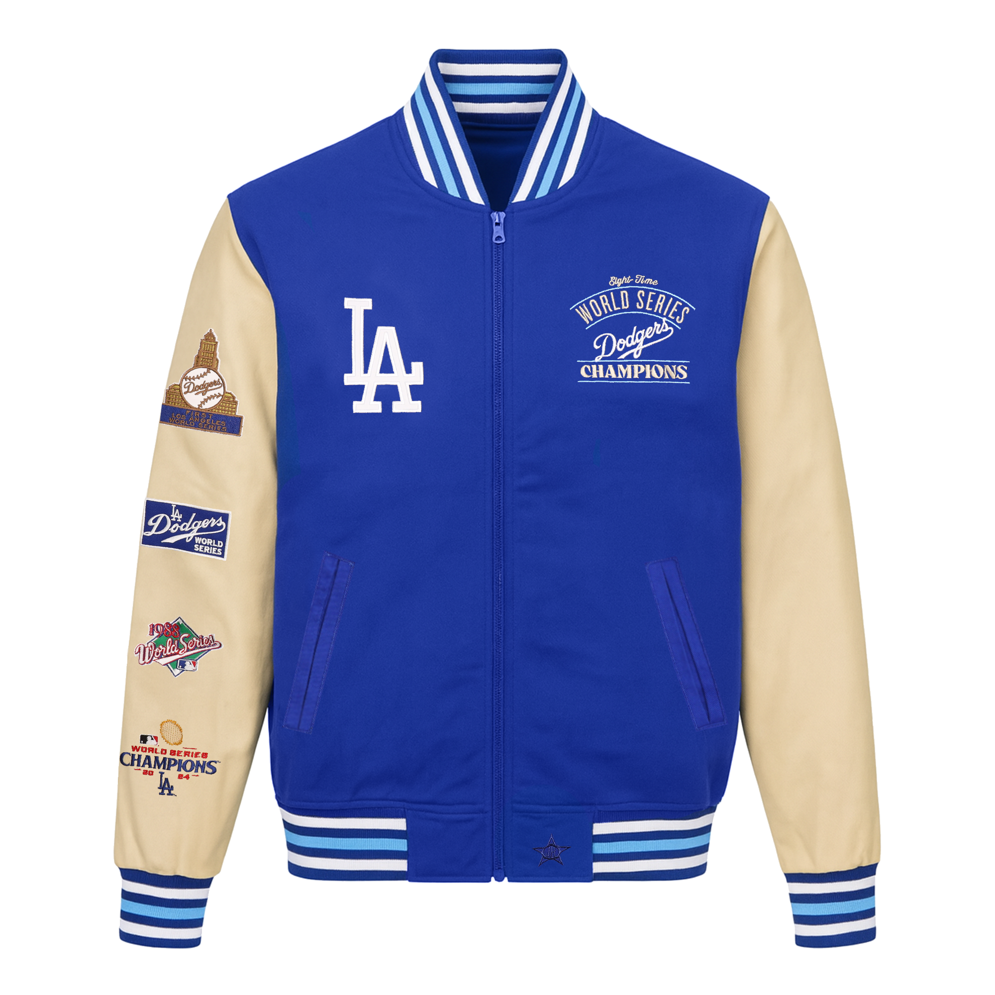 Los Angeles Dodgers Blue Tan 2 Tone Reversible Twill Jacket