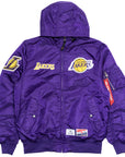 New Era X Alpha Industries Los Angeles Lakers L-2B Hooded Bomber Jacket