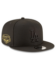Los Angeles Dodgers Black On Black Gold 2025 World Series Champions Side Patch 9Fifty Snapback