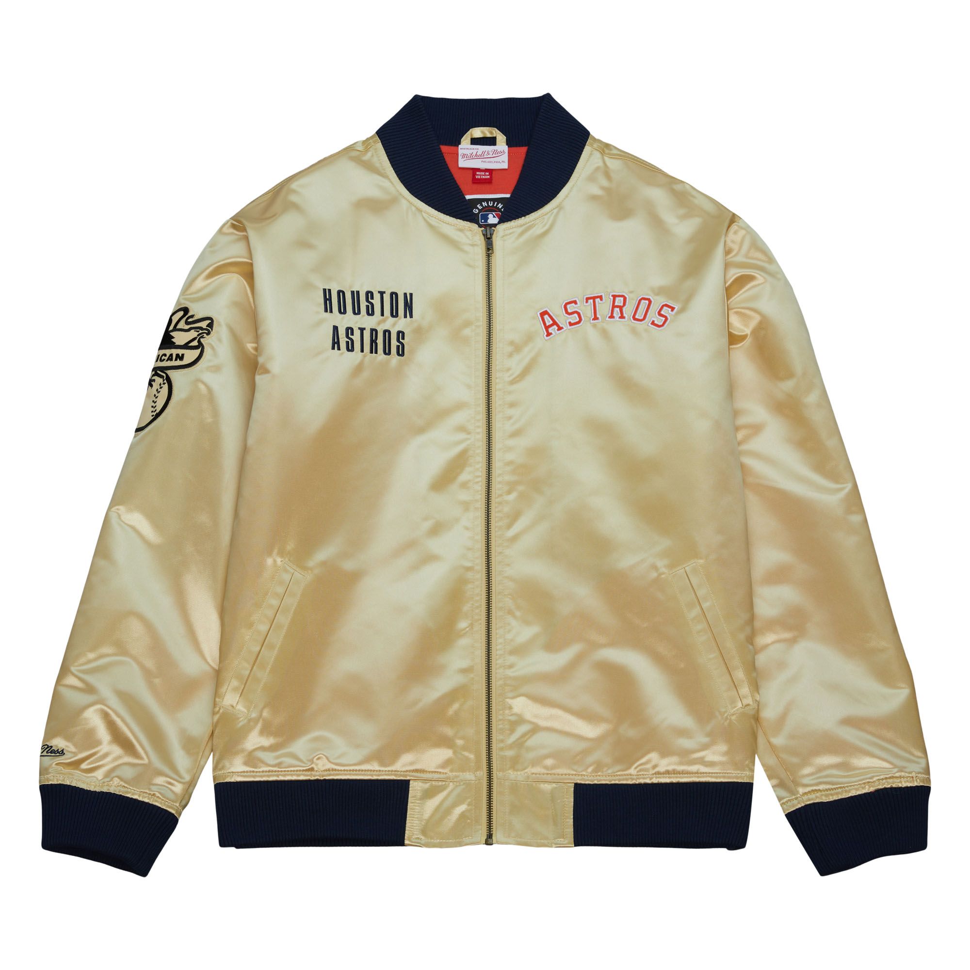 Mitchell & Ness Houston Astros Lightweight Gold Satin Jacket