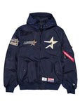New Era X Alpha Industries Houston Astros Cooperstown L-2B Hooded Bomber Jacket Navy