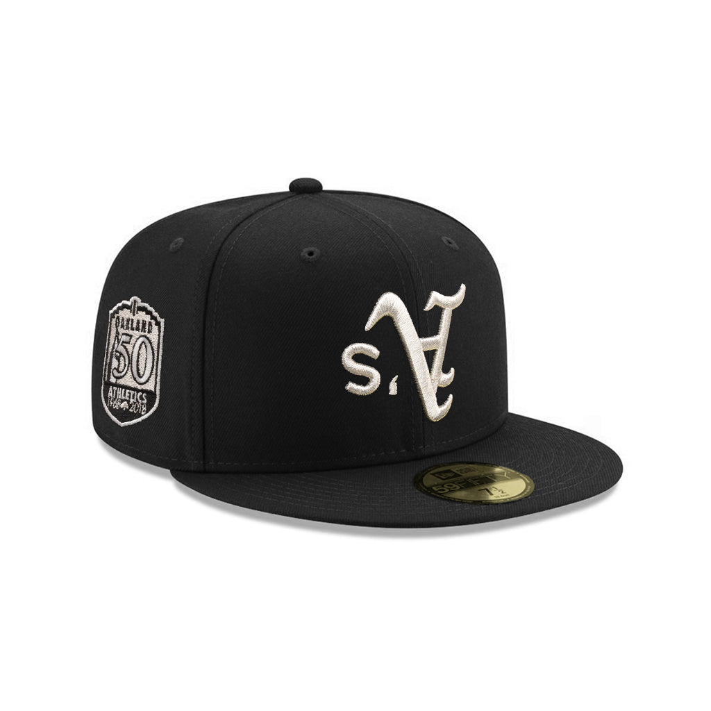 Oakland Athletics Upside Down Black 50th Anniversary SP 59Fifty Fitted