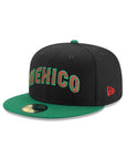 New Era Mexico Black Green 2 Tone Script Mexico Flag SP 59Fifty Fitted