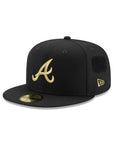 Atlanta Braves Black Gold Velcro All Over Patches 59Fifty Fitted