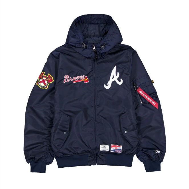 New Era X Alpha Industries Atlanta Braves L-2B Hooded Bomber