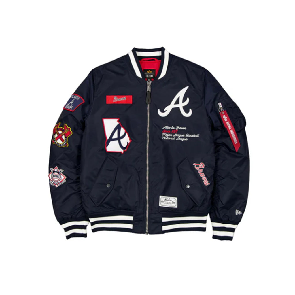 New Era X Alpha Industries Atlanta Braves MA-1 Bomber Jacket Navy