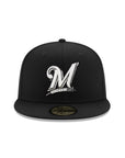 Milwaukee Brewers Cooperstown Black on White 59Fifty Fitted