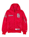 New Era X Alpha Industries St. Louis Cardinals L-2B Hooded Bomber Jacket Red