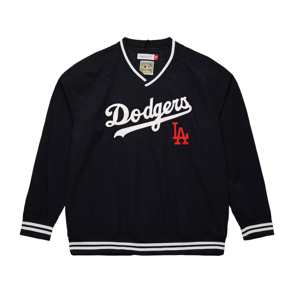 Mitchell & Ness Los Angeles Dodgers ジャケッ Mitchell & Ness Los Angeles Dodgers V-Neck Pullover Black Satin