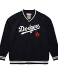 Mitchell & Ness Los Angeles Dodgers V-Neck Pullover Black Satin Jacket