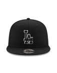 Los Angeles Dodgers Black On Black White Outline Gray Undervisor 9Fifty Snapback