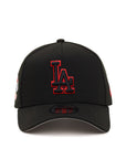 Los Angeles Dodgers Black On Black Red Outline 100th Anniversary SP 9Forty A-Frame Snapback