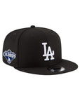 Los Angeles Dodgers Black On White Back-to-Back 2024-2025 World Series Champions Old English Side Patch 9Fifty Snapback