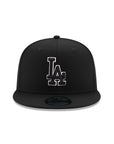 Los Angeles Dodgers Black On Black White Outline Black Undervisor 9Fifty Snapback