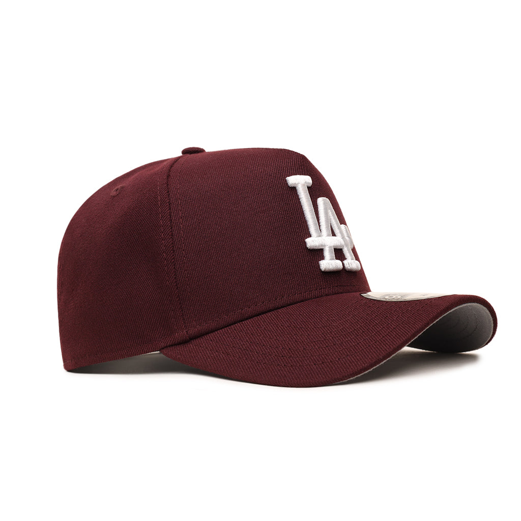 Los Angeles Dodgers Maroon On White 9Forty A-Frame Snapback