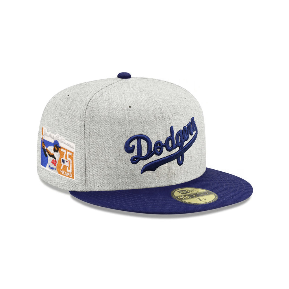 Brooklyn Dodgers Wordmark Heather Gray Royal 2 Tone Jackie Robinson 75th Anniversary SP 59Fifty Fitted