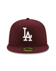 Los Angeles Dodgers Maroon On White 59Fifty Fitted