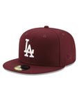 Los Angeles Dodgers Maroon On White 59Fifty Fitted