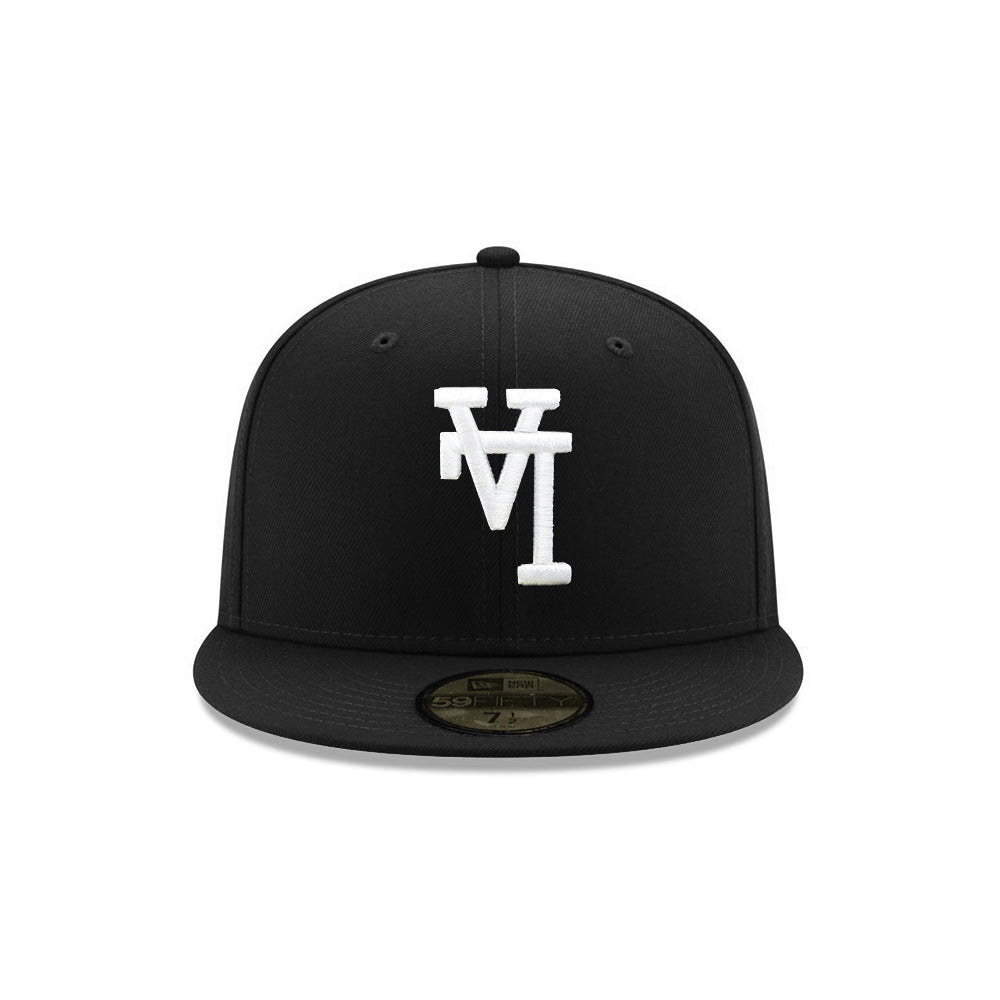 Los Angeles Dodgers Black On White Upside Down Logo 59Fifty Fitted