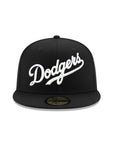Los Angeles Dodgers Wordmark Script Black on White MLB 59Fifty Fitted Hat