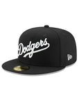 Los Angeles Dodgers Wordmark Script Black on White MLB 59Fifty Fitted Hat