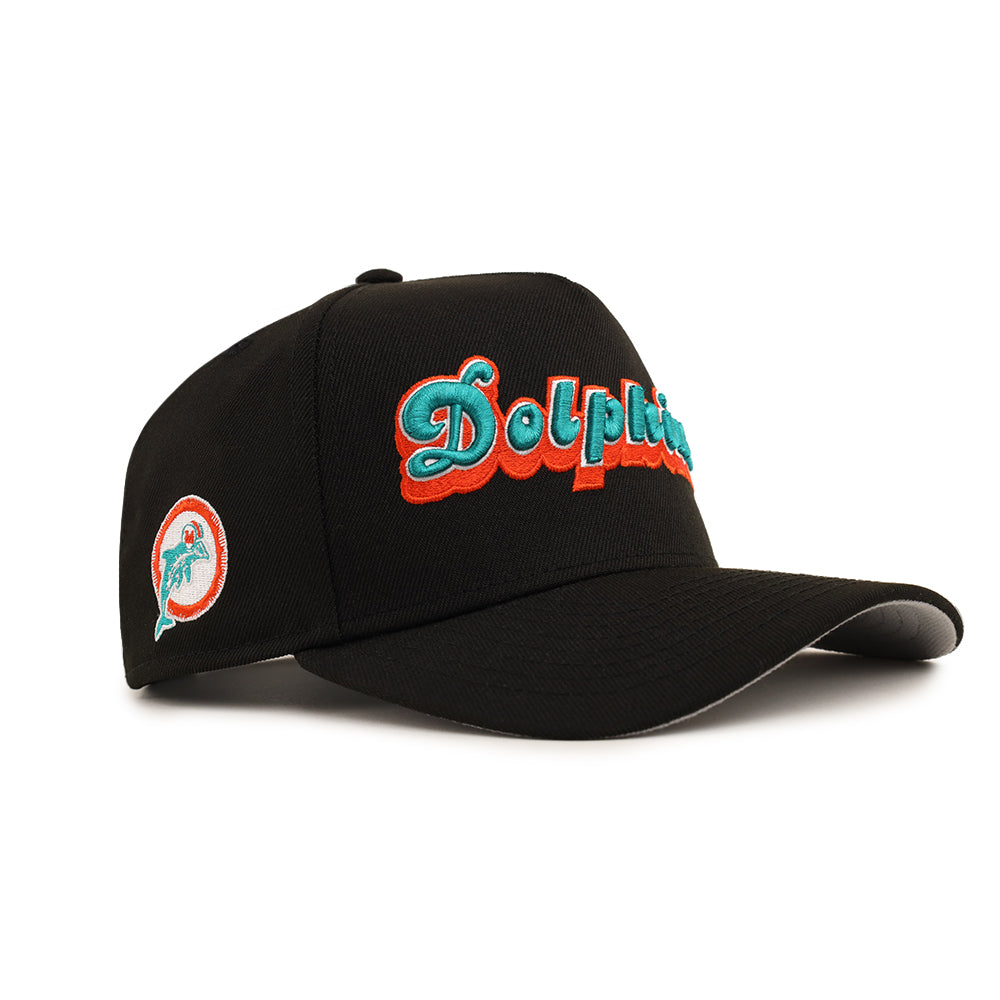 Miami Dolphins Wordmark Alternate Logo SP Black 9Forty A-Frame Snapback
