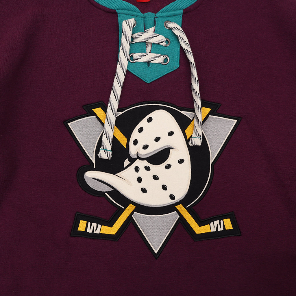 Mitchell Ness Anaheim Ducks Heritage Lace Up Crew Vintage Logo NHL Jersey
