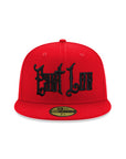 East Los Old English Graffiti Font Red on Black 59Fifty Fitted
