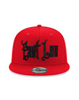 East Los Old English Graffiti Font Red on Black 9Fifty Snapback