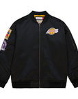 Mitchell & Ness Los Angeles Lakers Lightweight Black Satin Bomber Jacket