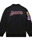 Mitchell & Ness Los Angeles Lakers Lightweight Black Satin Bomber Jacket