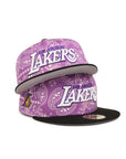 Los Angeles Lakers Purple Paisley Black 2 Tone Alternate Logo SP 59Fifty Fitted