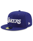 Los Angeles Lakers Royal On White Script 59Fifty Fitted