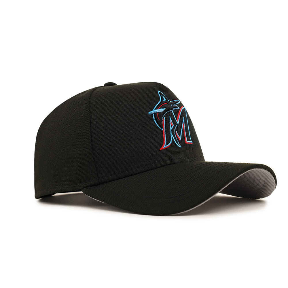 【海外限定】ニューエラ MLB Miami Marlins 9FORTY A-frame Men's Miami Marlins New Era Black Team Color A-Frame 9FORTY