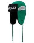 Philadelphia Eagles Green & Black Helmet Head Trapper Knit Beanie