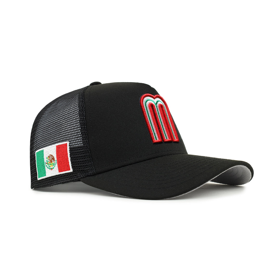 Mexico World Baseball Classic Mexico Flag SP Black 9Forty A-Frame Foam Trucker Snapback