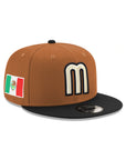 Mexico World Baseball Classic Toasted Peanut Black 2 Tone Mexico Flag SP 9Fifty Snapback