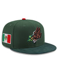 CrownMinded X Mexico Green Corduroy Quetzalcōātl Block Feathered Serpent Mexico Flag SP 59Fifty Fitted