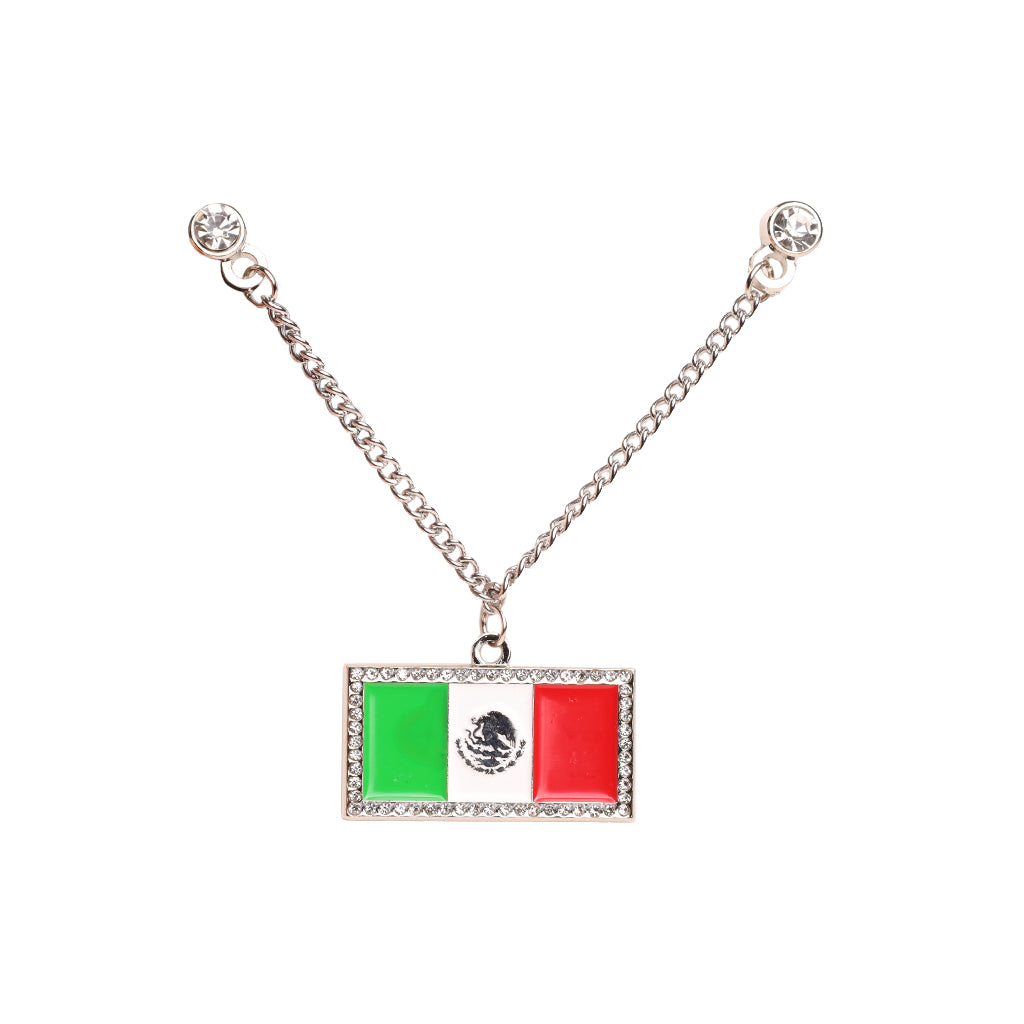CrownMinded Iced Out Mexico Flag Cap Chain Pin