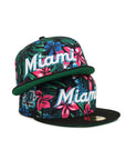 Miami Marlins Floral Black 2 Tone 30th Anniversary SP 59Fifty Fitted