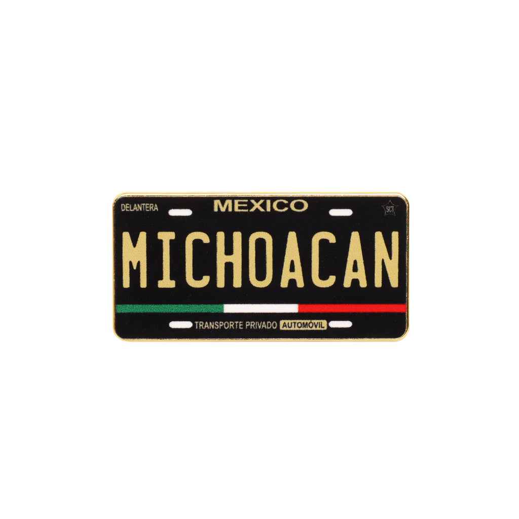 Michoacan Mexico Black Gold Car Plate Cap Pin